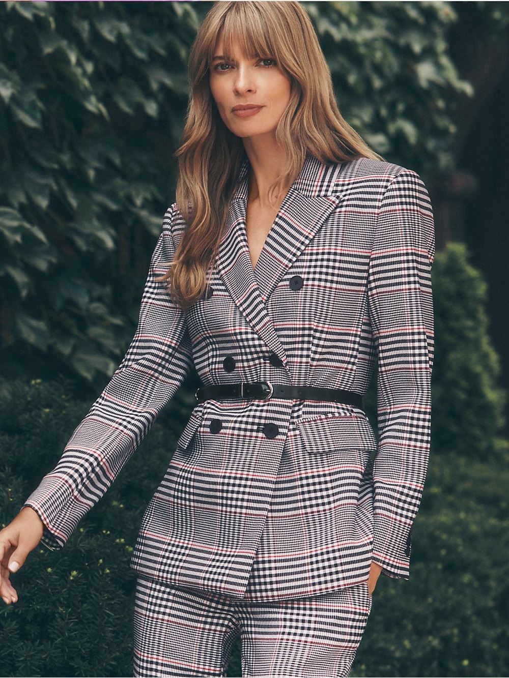Double-Breasted Glen Plaid Blazer